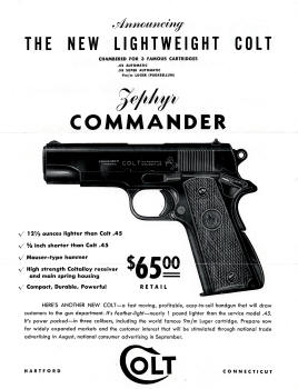 1950 Colt Zephyer lightweight automatic pistol dealer flyer