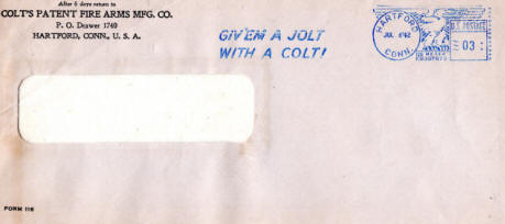 1942 Colt envelope "give'em a jolt with a colt'