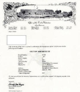 Colt factory letter for Colt U.S. Army Model 1894, .38 (1896), 6" bbl