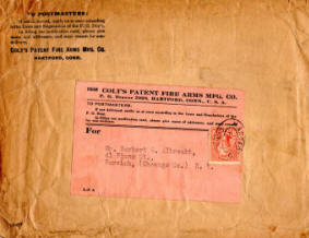 Colt's 1925 catalog mailing envelope E-27
