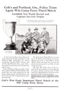 1927 Colt police hand book with Camp Perry ad