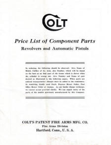 1932 Colt price list of component parts A-85 catalog 18 pages