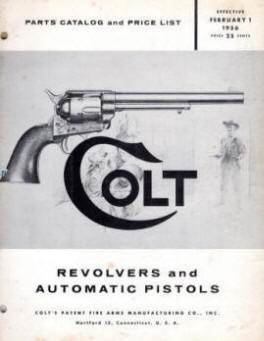 1956 Colt parts list for revolvers and pistols catalog