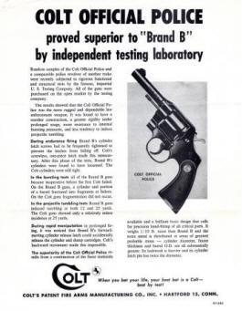 1960s Colt Official Police revolver broadsheet form 57-262