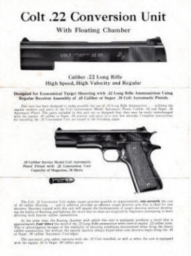 Colt .22 conversion unit for .45 & .38 autosd 1951 Form A217 AL 2-51,