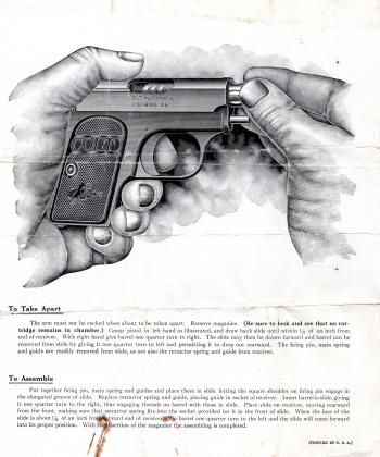 Original factory (M-95-R 5th) .25 Colt Automatic Pistol instruction manual-2
