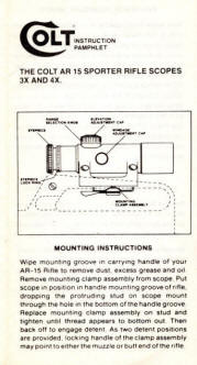 Colt AR-15 Sporter Rifle Scopes 3X and 4X instructions
