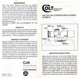 Post-1982 Colt 3x-20 & 4x-20 scopes backside