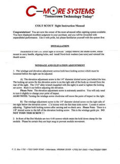 Colt C-More Scout Sight Instruction Manual