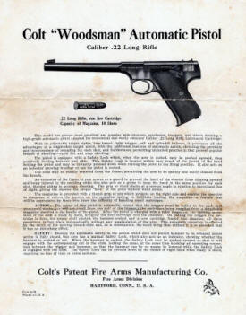 Colt Woodsman 1927 brochure form M-90 no date