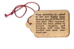 1939 Colt hang-tag with models listed