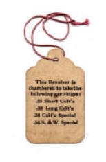 1939 Colt hand tag for Detective Special revolverr
