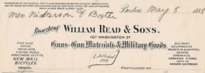 William Read & Sons Guns bill head