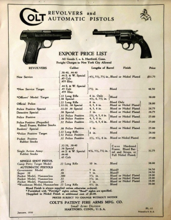 &nbsp;Colt 1930 export list PL-12