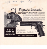 "1937 Colt ad proof Super .38 automatic"