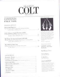 1999 fall rampant colt magazine contents