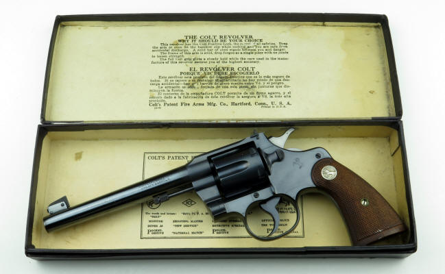 Colt's Officer's Model Target .38, 6 in. heavy bbl. 1938 interior of correct box