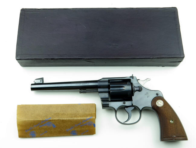 Colt's Officer's Model Target .38, 6 in. heavy bbl. 1938 with box and paper