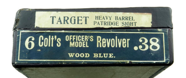 Colt's Officer's Model Target .38, 6 in. heavy bbl. 1938 box label